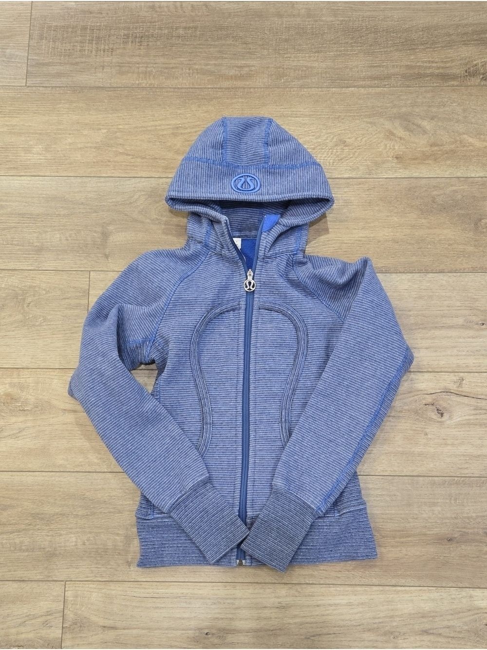 Lululemon Blue Microstripe Rocksteady Active Sciba Full-Zip Hooded Jacket - Picture 2 of 9